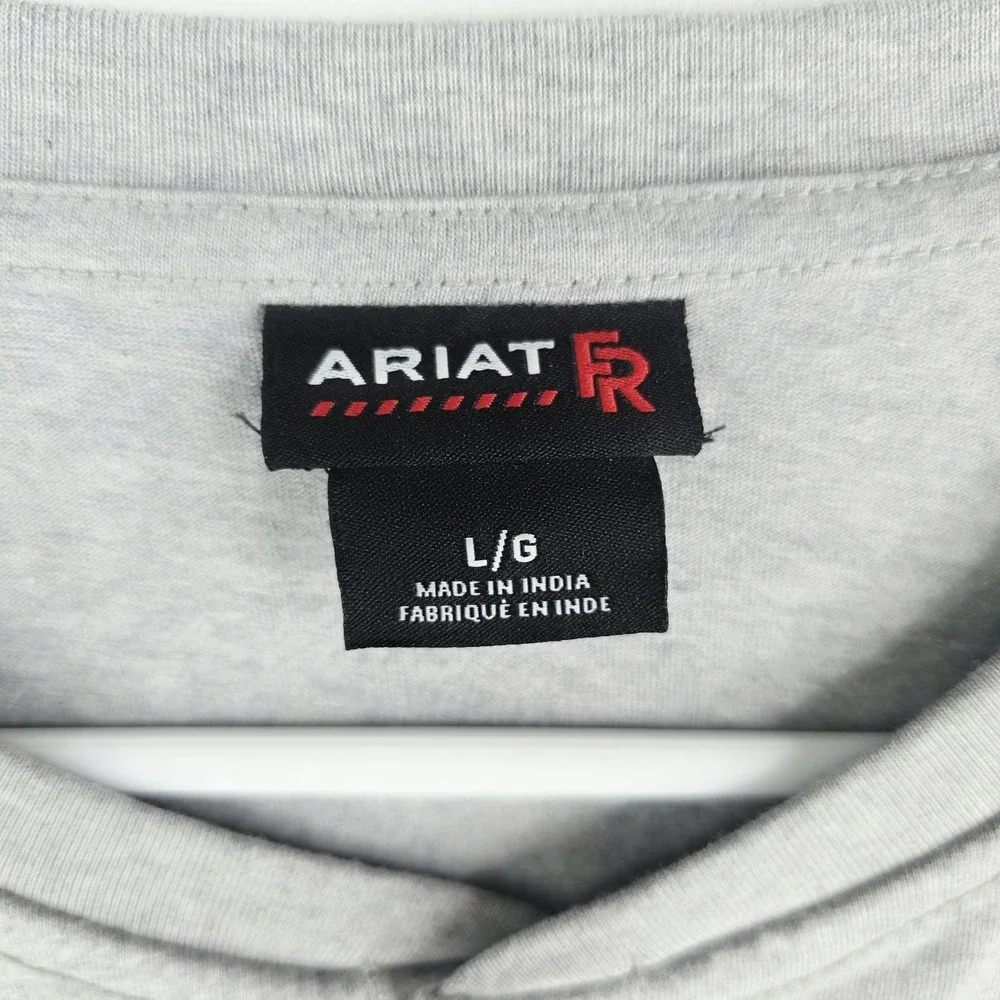 Ariat Men Gray Henley Large FR Work Crew Long Sleeve T-Shirt CAT2 2212 Perdido - Picture 4 of 16